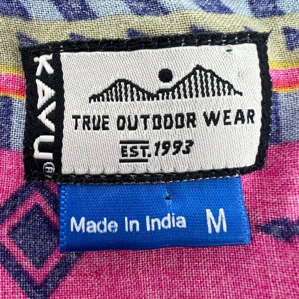 Kavu Multicolor Aztec Pattern Button Up Hi Low Ta… - image 5